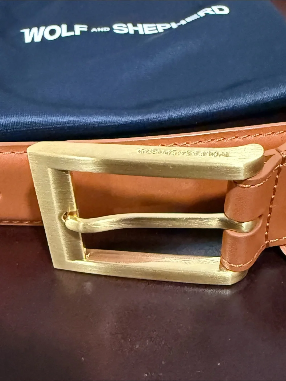 Wolf & Shepherd Men’s Honey/Brown Stealth Leather Dress Belt Size 38
